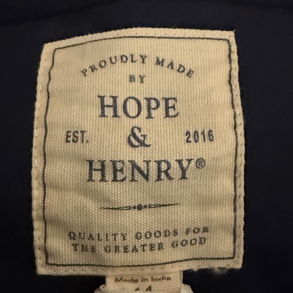 NWT Hope & Henry 100% Cotton Linen Blend Navy Blue Flutter Sleeve Tie Dress 14 - Picture 8 of 12